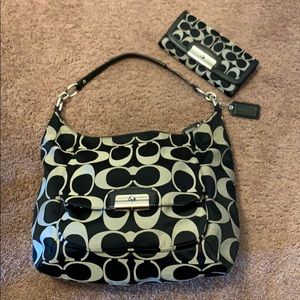 Coach monogram back and cream purse and wallet